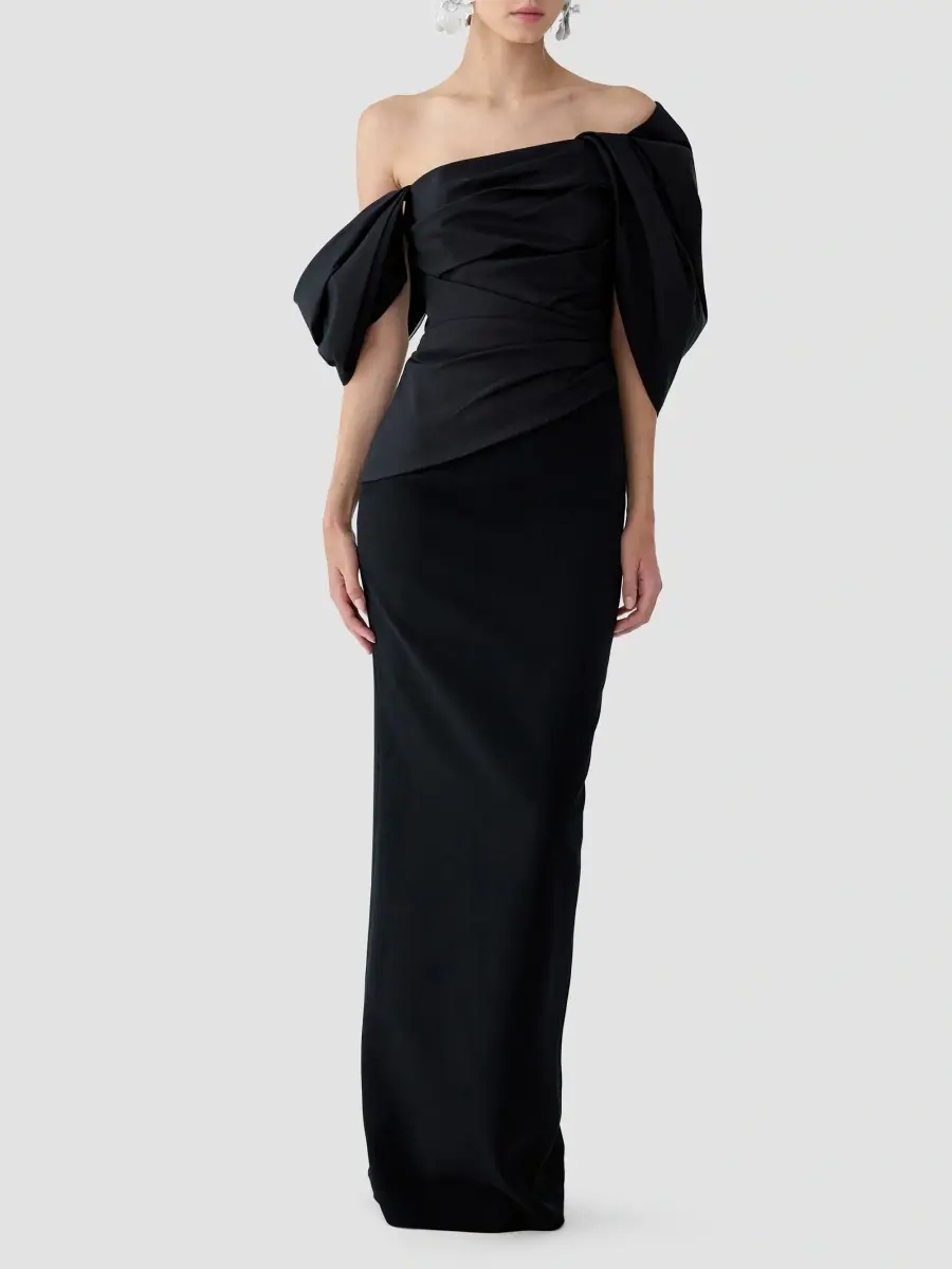 Carolina Herrera Women's Ruched Silk Asymmetric Column Gown | Thumbnail 4 Carolina Herrera Women's Ruched Silk Asymmetric Column Gown | Thumbnail 4