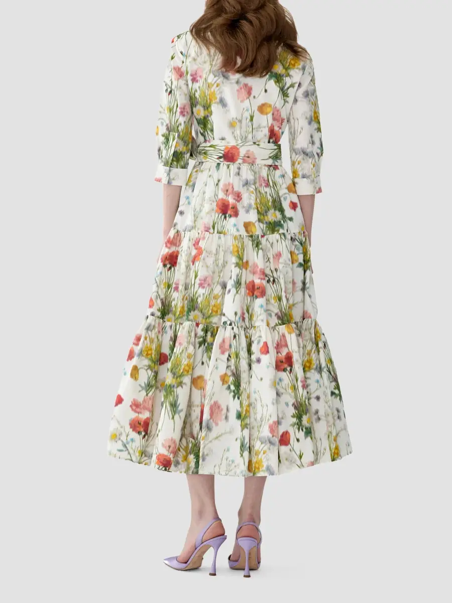 Carolina Herrera Women's Floral Cotton-Silk Self-Belt Midi Shirtdress | Thumbnail 3 Carolina Herrera Women's Floral Cotton-Silk Self-Belt Midi Shirtdress | Thumbnail 3