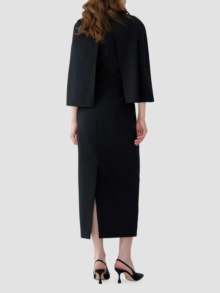 Carolina Herrera Women's Stretch Virgin-Wool Draped Cape Midi Dress | Thumbnail 3 Carolina Herrera Women's Stretch Virgin-Wool Draped Cape Midi Dress | Thumbnail 3