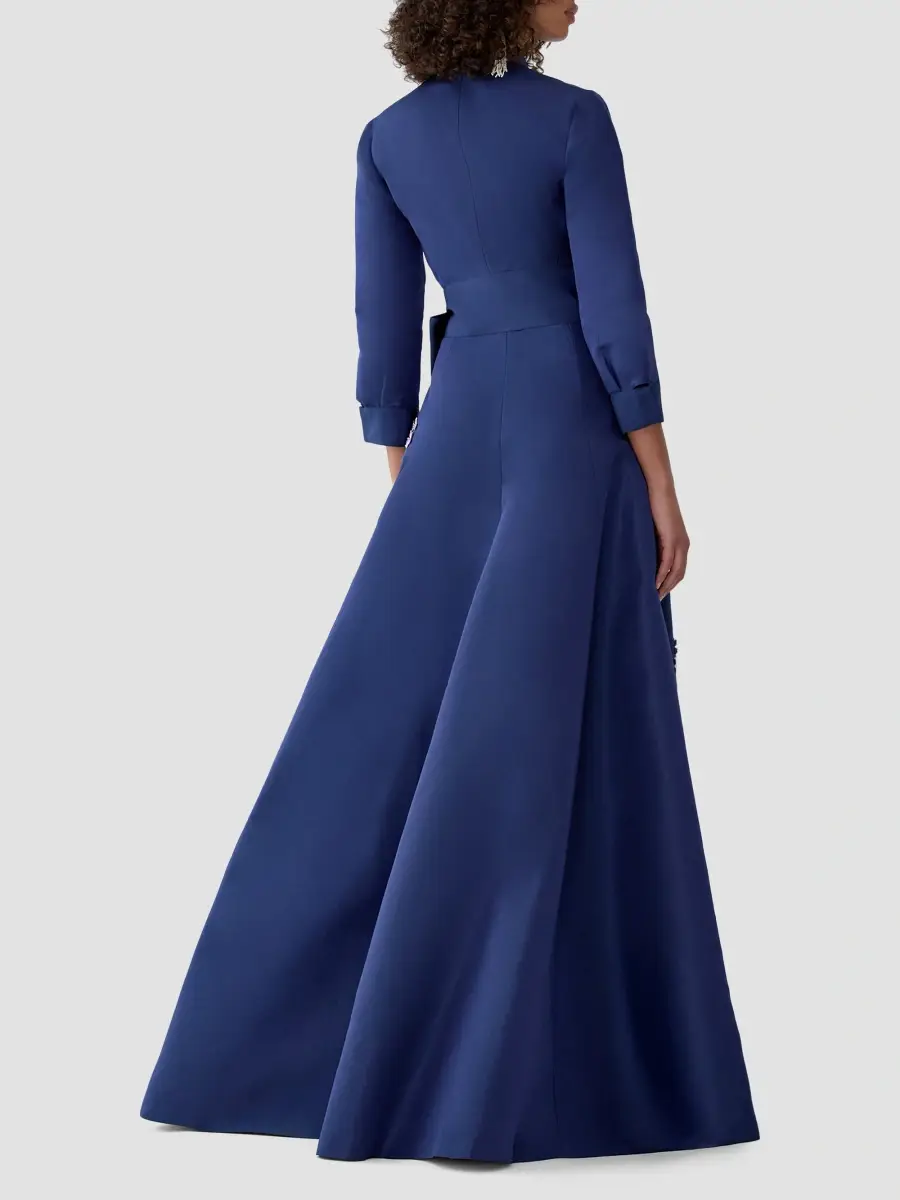 Carolina Herrera Women's Floral Appliqué Silk Self-Belt Gown | Thumbnail 3 Carolina Herrera Women's Floral Appliqué Silk Self-Belt Gown | Thumbnail 3