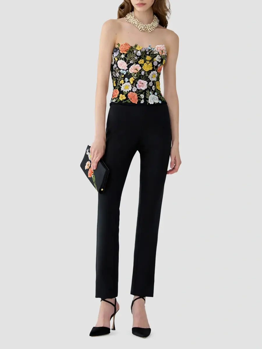 Carolina Herrera Women's Beaded & Floral-Embroidered Strapless Top | Thumbnail 2