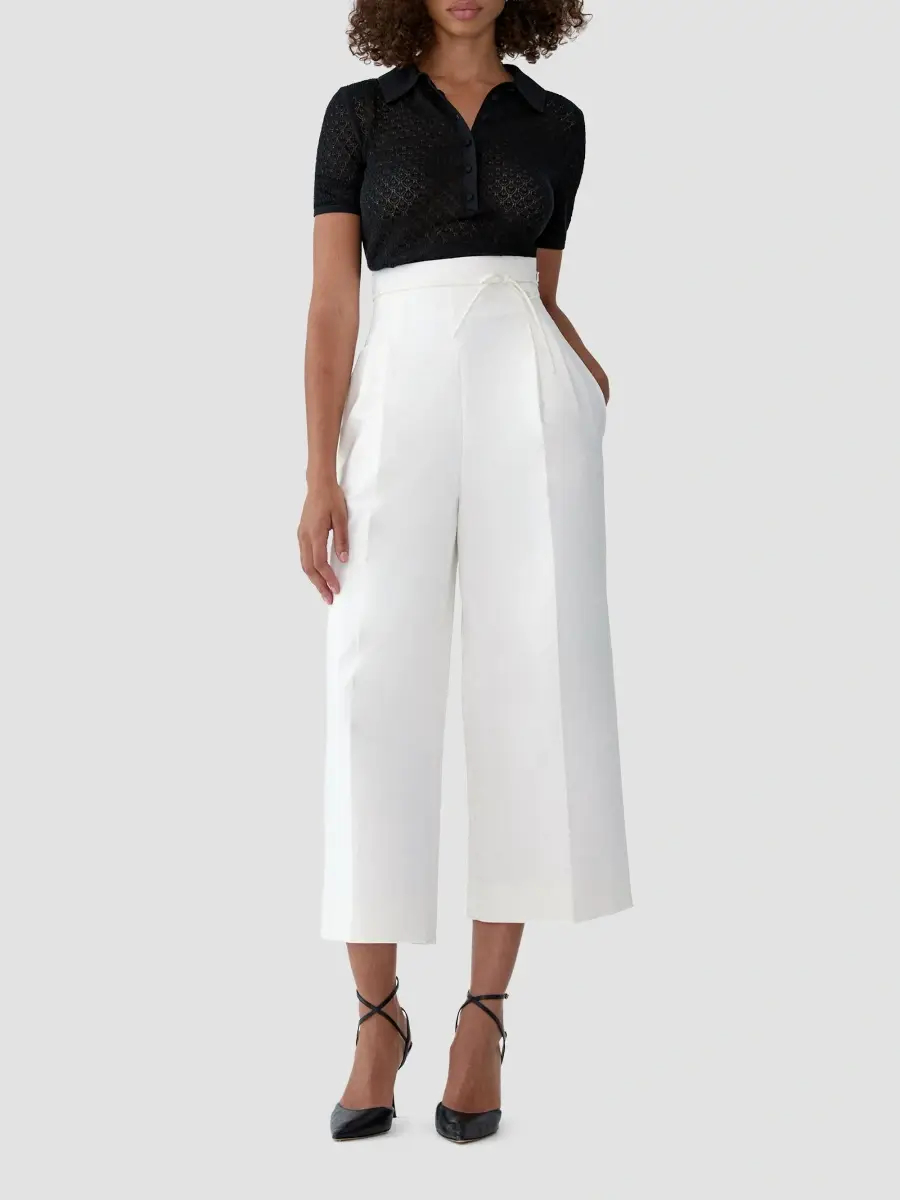Carolina Herrera Women's Stretch Cotton High-Rise Wide-Leg Crop Pants | Thumbnail 2 Carolina Herrera Women's Stretch Cotton High-Rise Wide-Leg Crop Pants | Thumbnail 2
