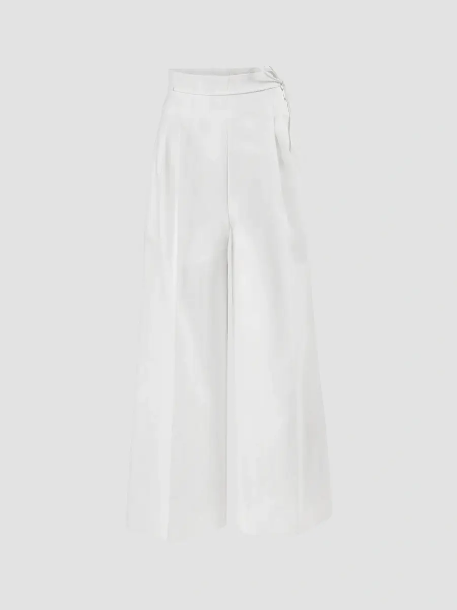 Carolina Herrera Women's Stretch Cotton High-Rise Wide-Leg Crop Pants
