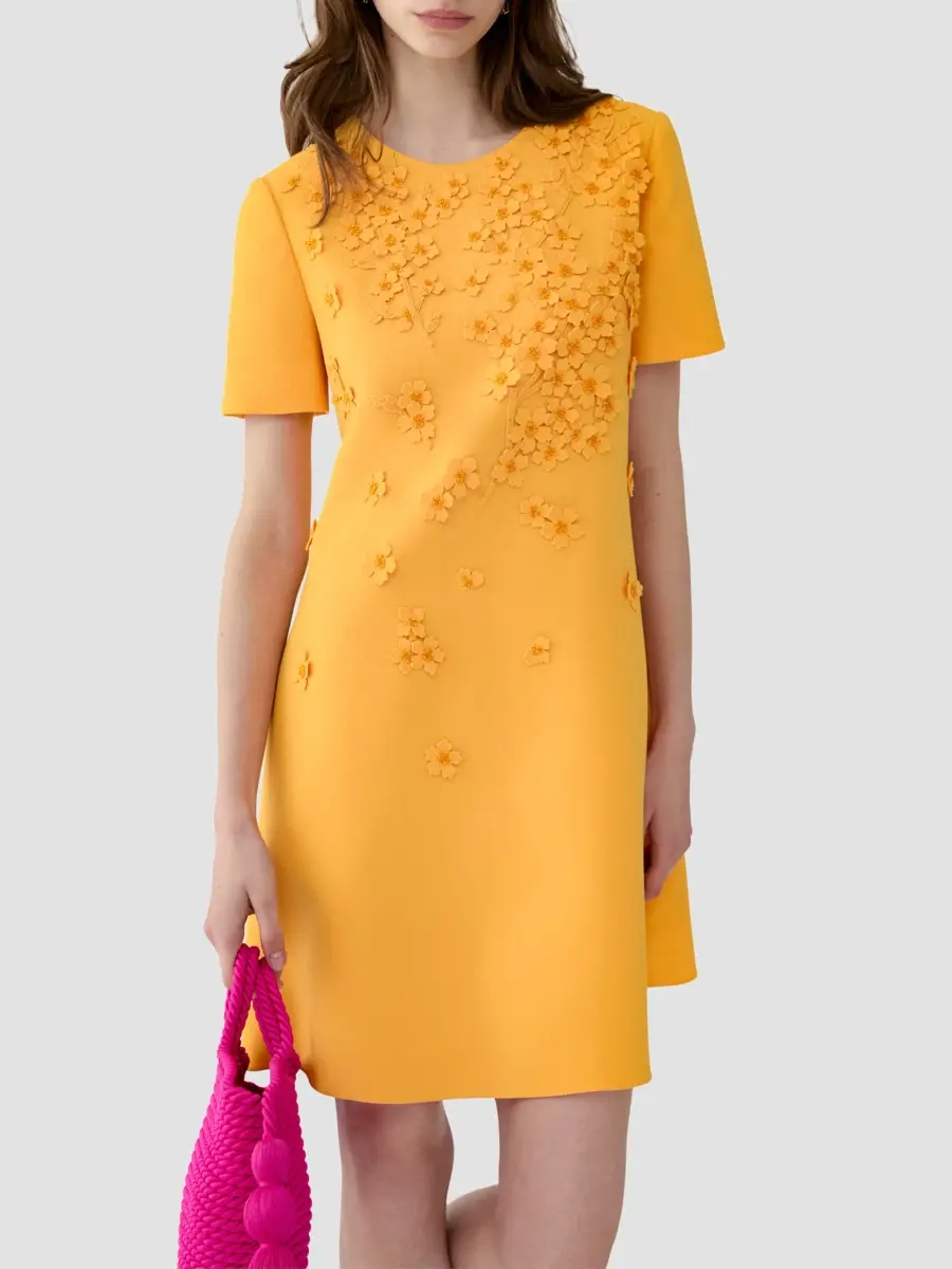 Carolina Herrera Women's Floral Appliqué A-Line Mini Dress | Thumbnail 4 Carolina Herrera Women's Floral Appliqué A-Line Mini Dress | Thumbnail 4