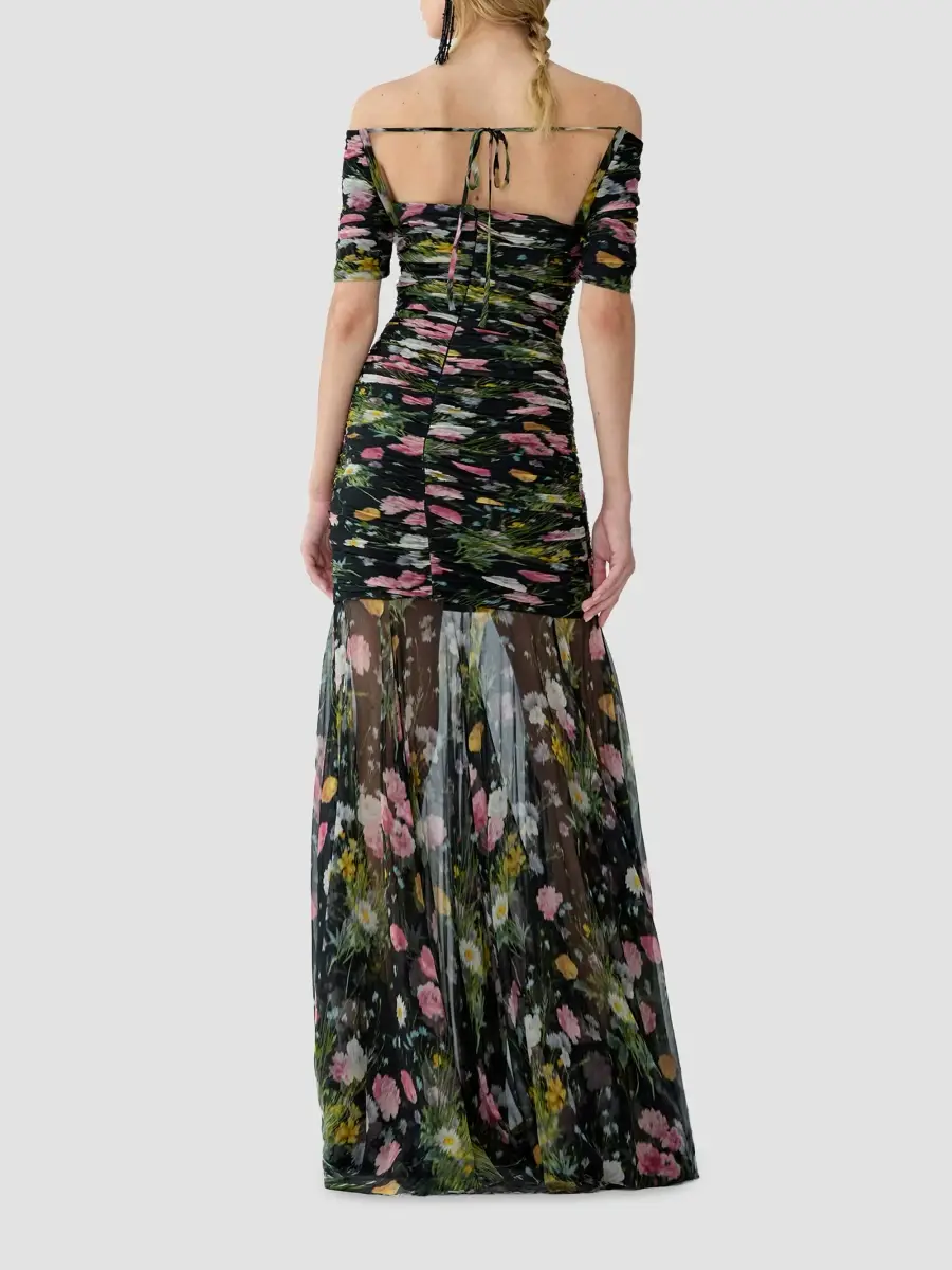 Carolina Herrera Women's Floral Silk Ruched Off-Shoulder Gown | Thumbnail 3