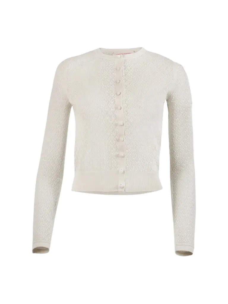 Women's Pointelle-Knit Crewneck Cardigan Women's Pointelle-Knit Crewneck Cardigan