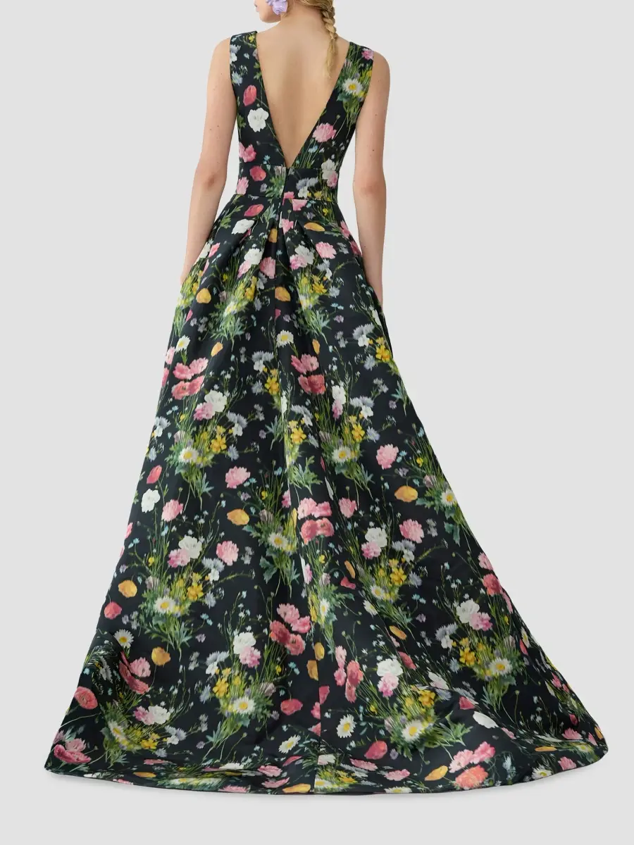 Carolina Herrera Women's Floral V-Neck Sleeveless Gown | Thumbnail 3 Carolina Herrera Women's Floral V-Neck Sleeveless Gown | Thumbnail 3