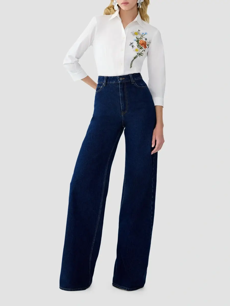 Carolina Herrera Women's High-Rise Wide-Leg Jeans | Thumbnail 2 Carolina Herrera Women's High-Rise Wide-Leg Jeans | Thumbnail 2