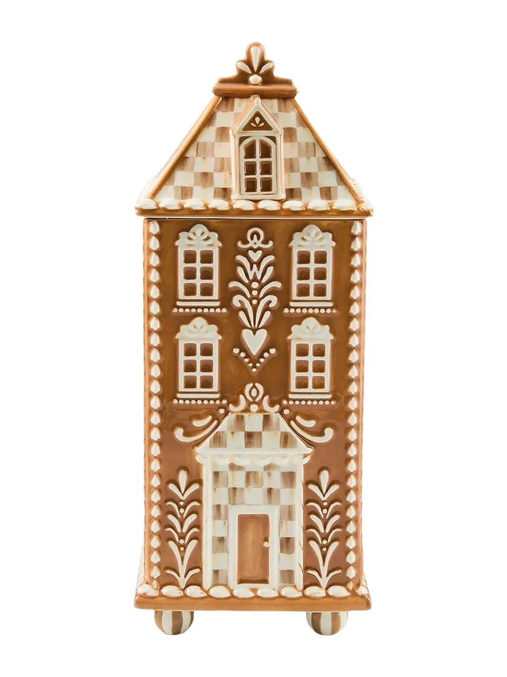 MacKenzie-Childs Mocha Check Gingerbread Large Canister
