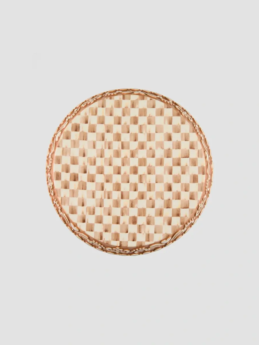 MacKenzie-Childs Mocha Check Gingerbread Small Pedestal Platter | Thumbnail 2 MacKenzie-Childs Mocha Check Gingerbread Small Pedestal Platter | Thumbnail 2