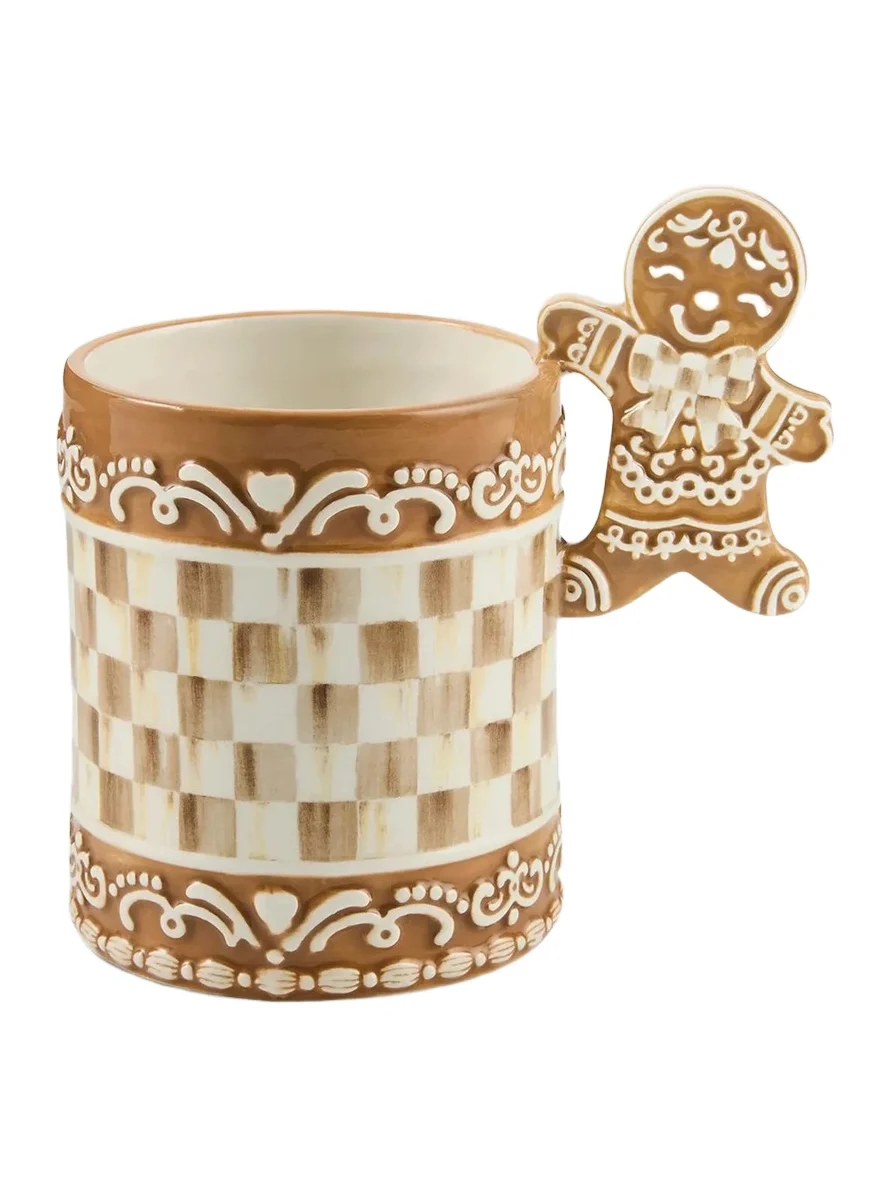 MacKenzie-Childs Mocha Check Gingerbread Mug
