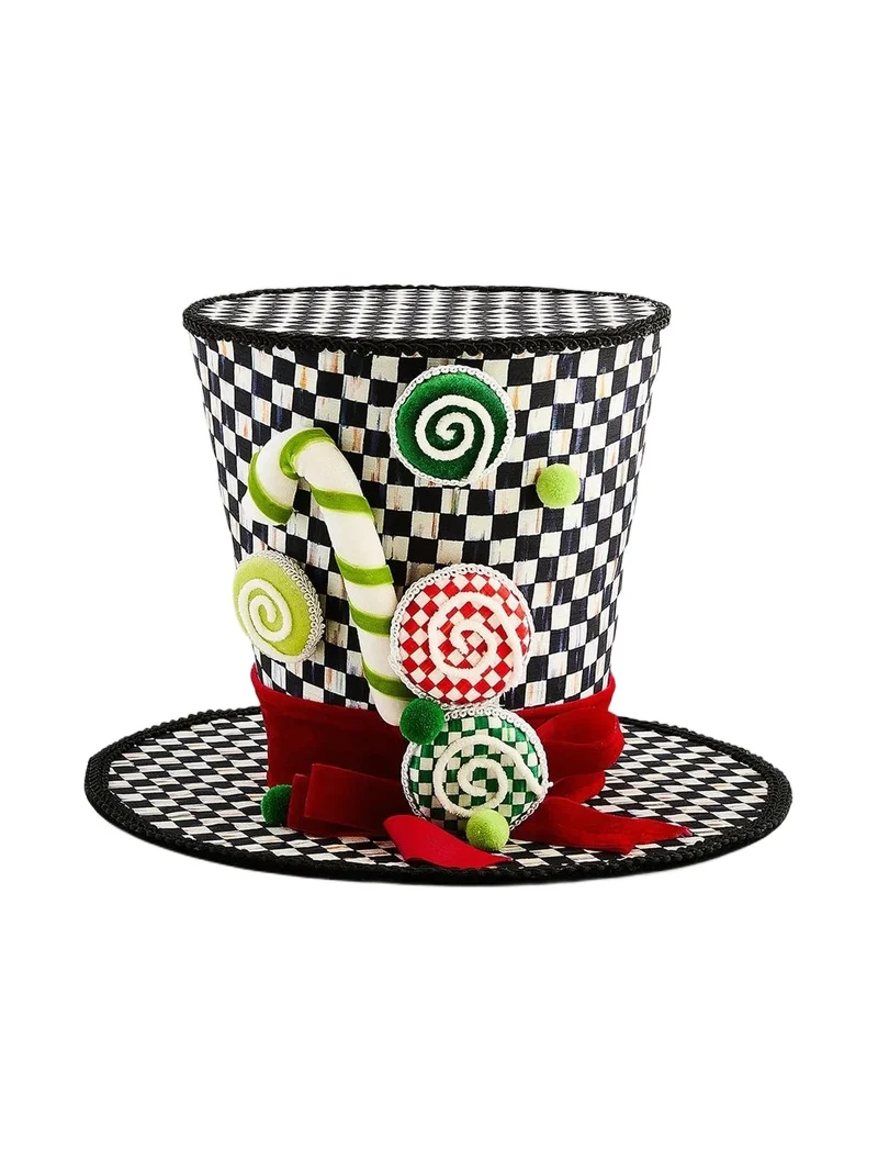 MacKenzie-Childs Check It Out Top Hat Fabric Tree Topper