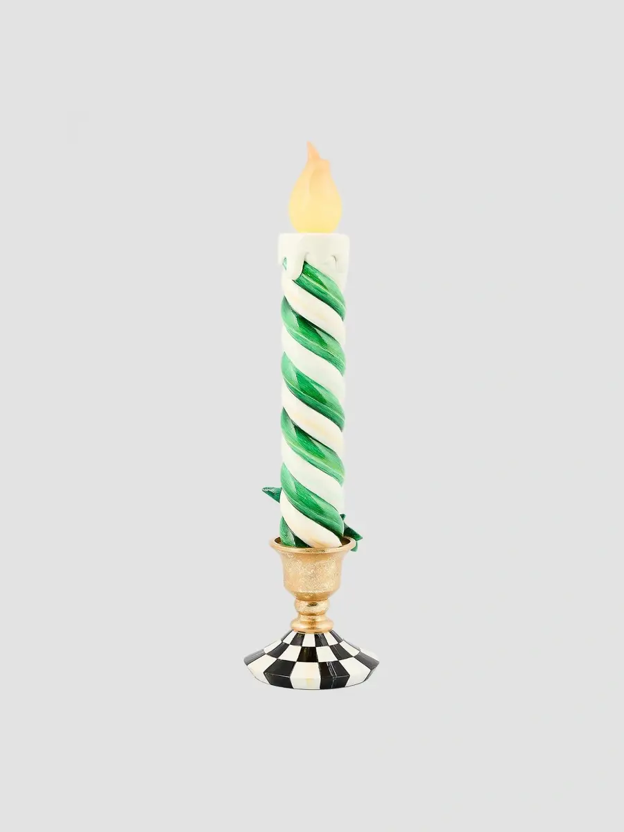 MacKenzie-Childs Check It Out Green Illuminated Retro Christmas Candle | Thumbnail 2 MacKenzie-Childs Check It Out Green Illuminated Retro Christmas Candle | Thumbnail 2