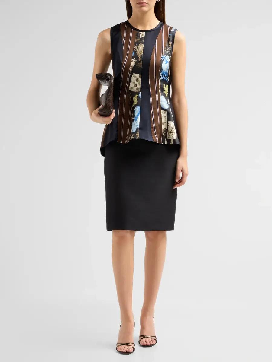Jason Wu Collection Women's Mixed-Media Paneled Silk Sleeveless Top | Thumbnail 2 Jason Wu Collection Women's Mixed-Media Paneled Silk Sleeveless Top | Thumbnail 2