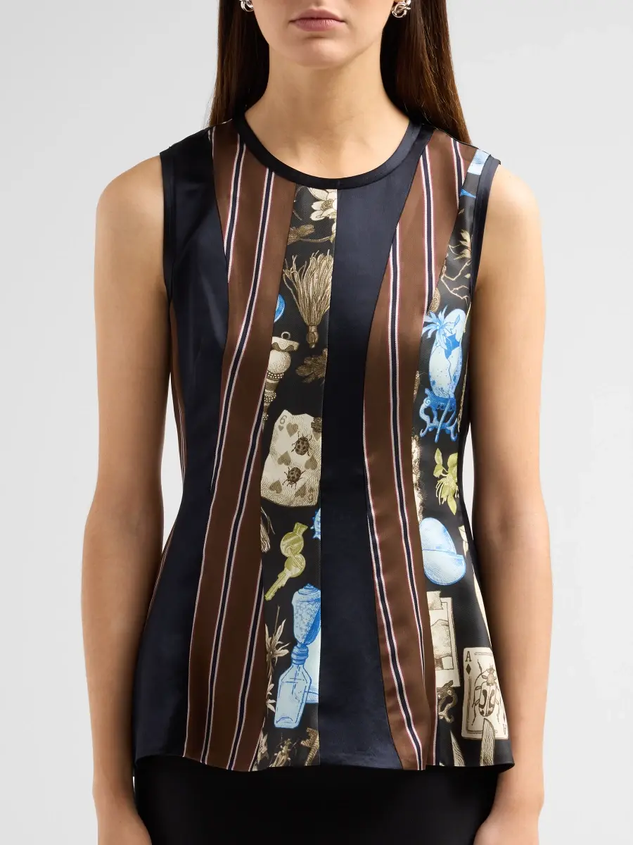 Jason Wu Collection Women's Mixed-Media Paneled Silk Sleeveless Top | Thumbnail 5 Jason Wu Collection Women's Mixed-Media Paneled Silk Sleeveless Top | Thumbnail 5