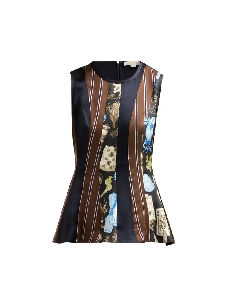 Jason Wu Collection Women's Mixed-Media Paneled Silk Sleeveless Top