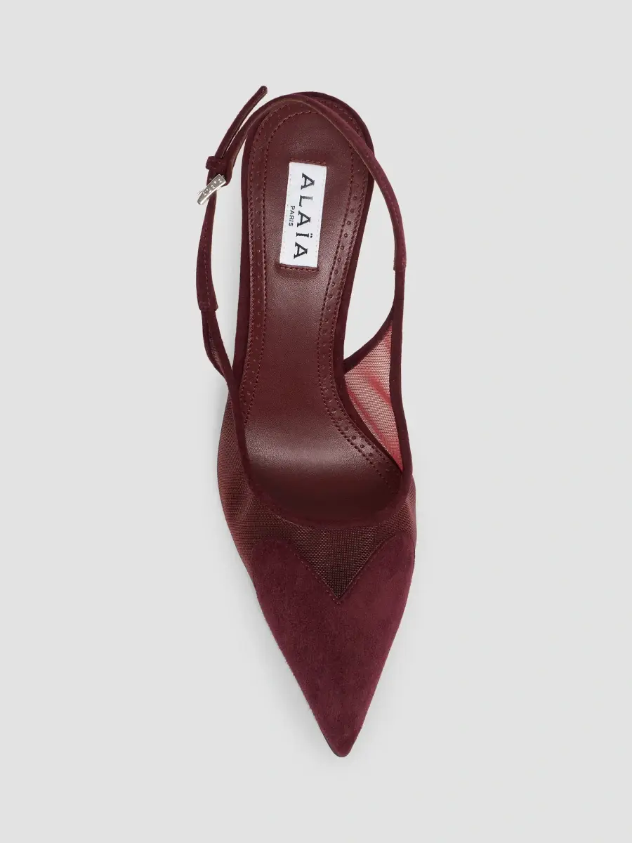 Alaïa Women's Le Coeur 90MM Mesh-Suede Slingback Pumps | Thumbnail 6 Alaïa Women's Le Coeur 90MM Mesh-Suede Slingback Pumps | Thumbnail 6