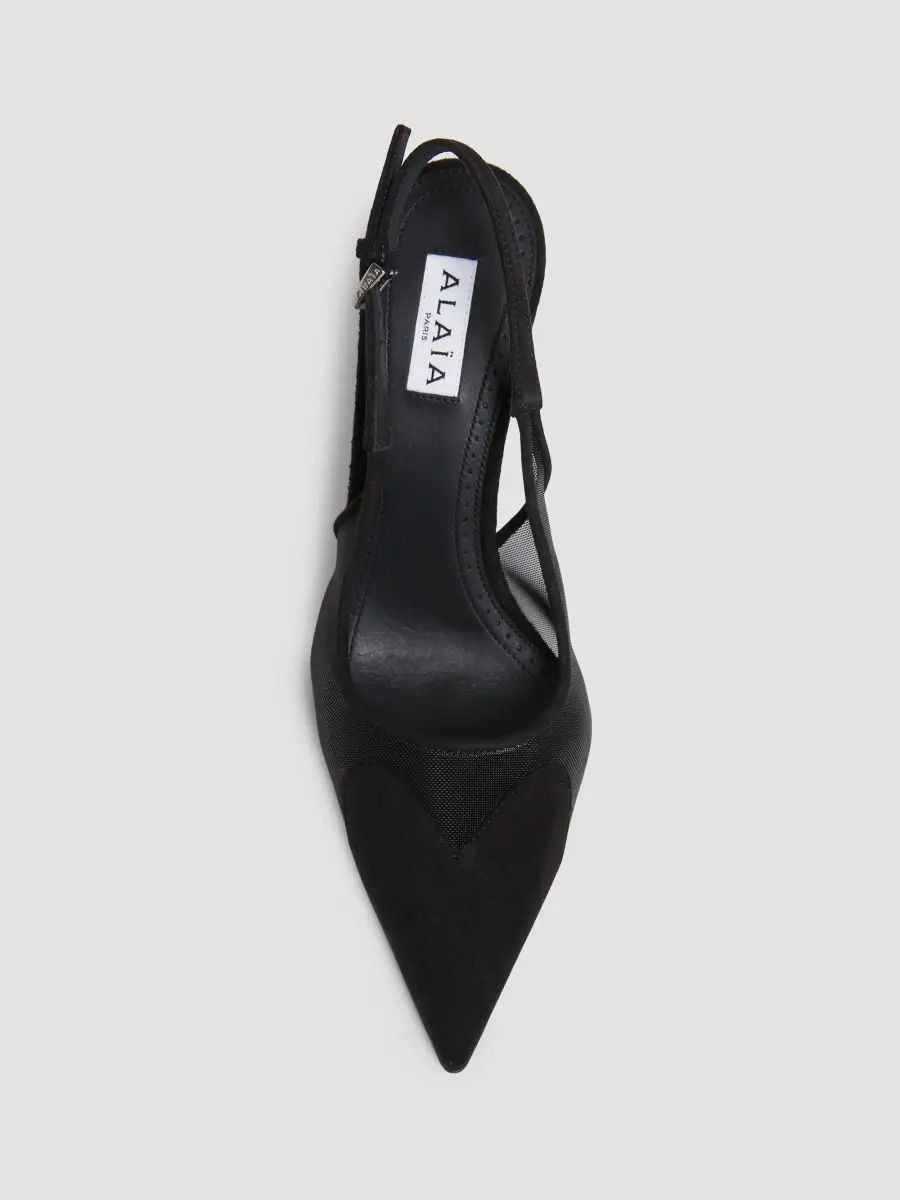 Alaïa Women's Le Coeur 90MM Mesh-Suede Slingback Pumps | Thumbnail 6 Alaïa Women's Le Coeur 90MM Mesh-Suede Slingback Pumps | Thumbnail 6