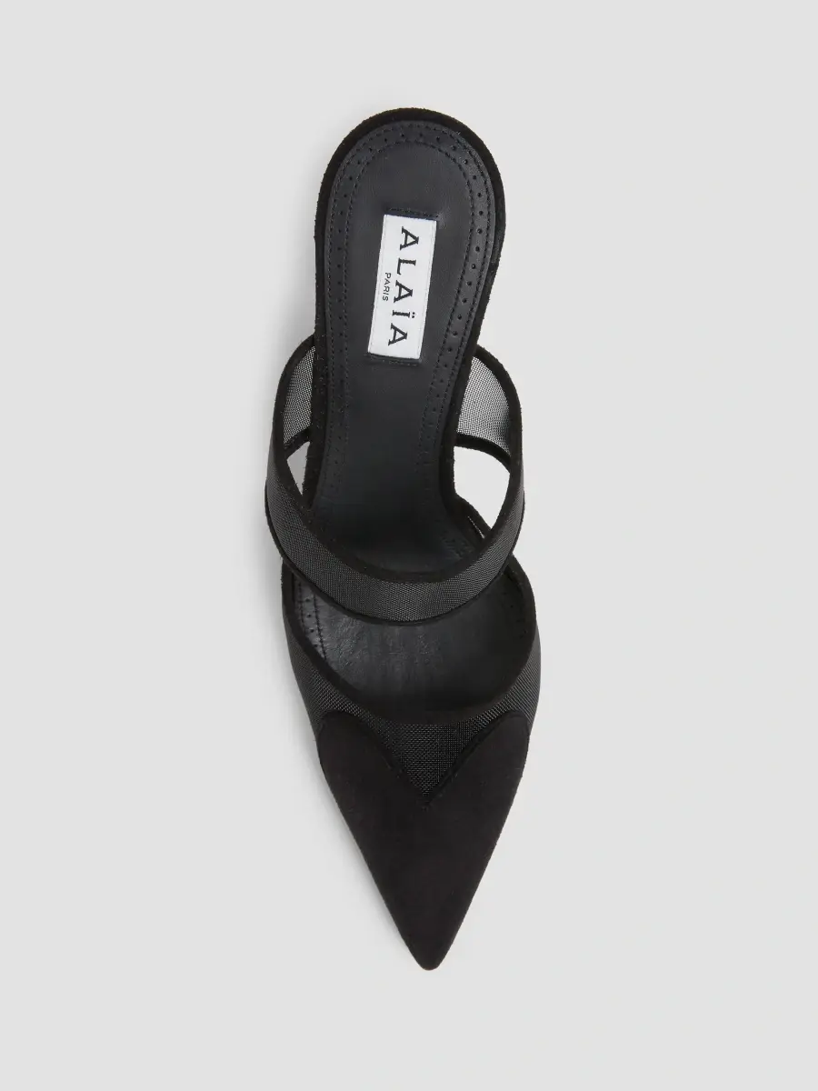 Alaïa Women's Coeur 90MM Mesh-Suede Mules | Thumbnail 6 Alaïa Women's Coeur 90MM Mesh-Suede Mules | Thumbnail 6