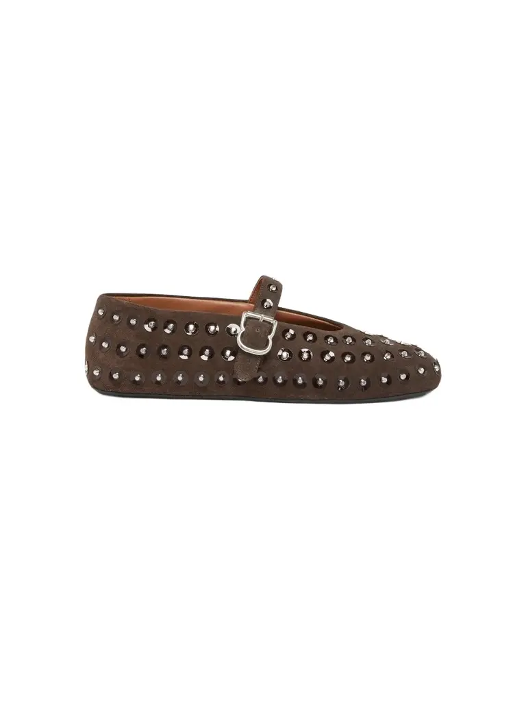 Women's Studded Suede Ballet Flats