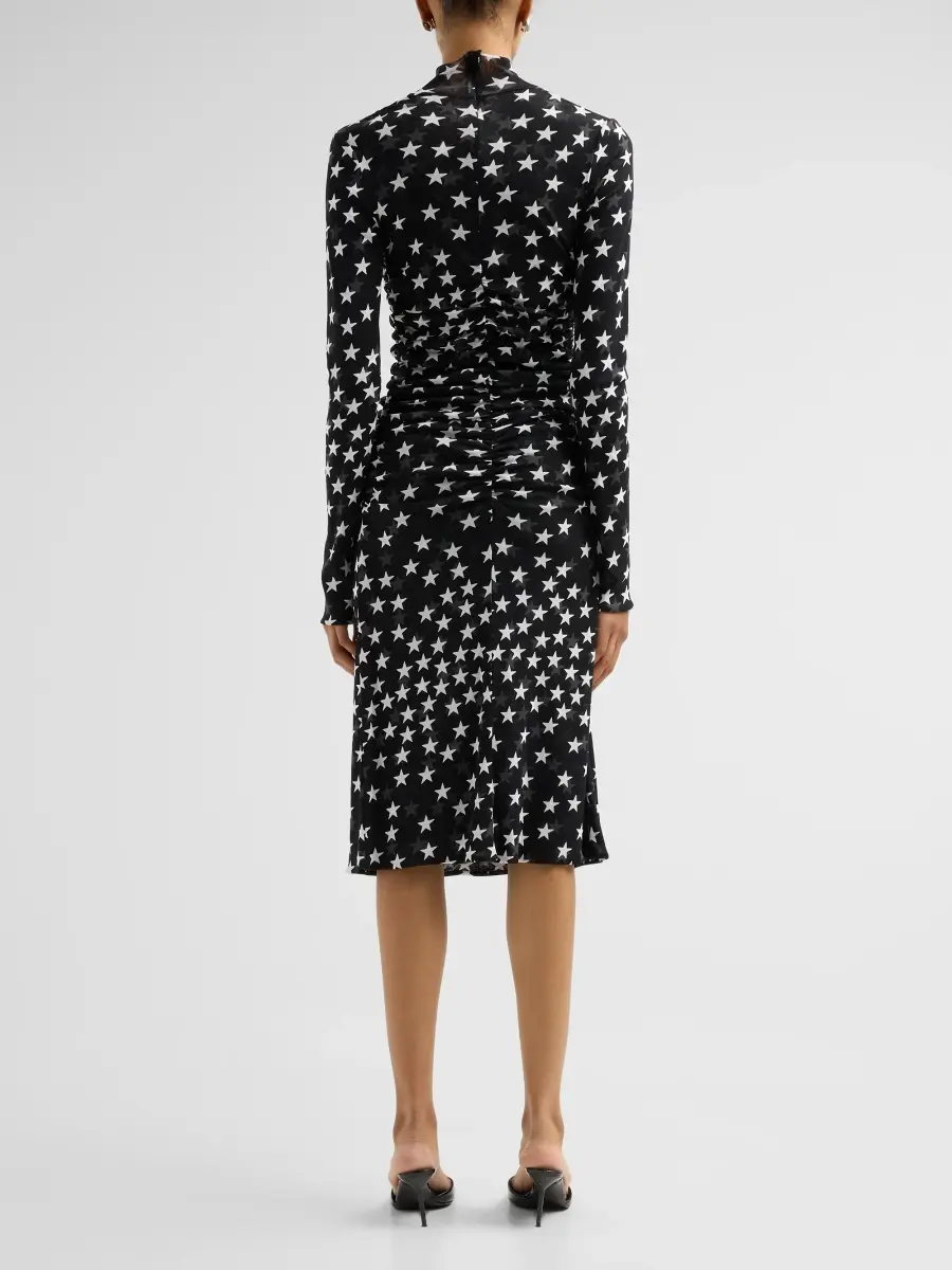 Stella McCartney Women's Star Print Mesh Mock Turtleneck Midi Dress | Thumbnail 3 Stella McCartney Women's Star Print Mesh Mock Turtleneck Midi Dress | Thumbnail 3