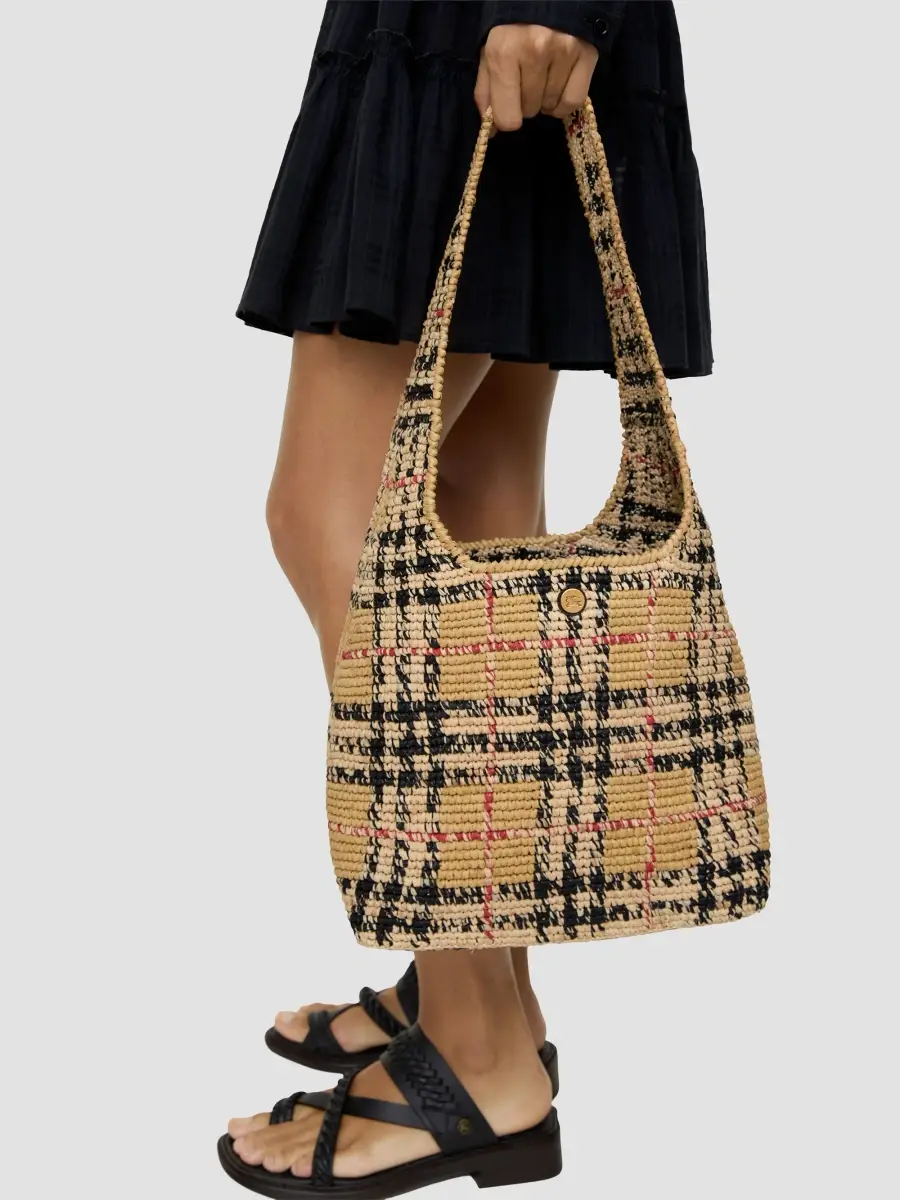 Burberry Women's Margate Small Checked Raffia & Leather Shoulder Bag | Thumbnail 3 Burberry Women's Margate Small Checked Raffia & Leather Shoulder Bag | Thumbnail 3