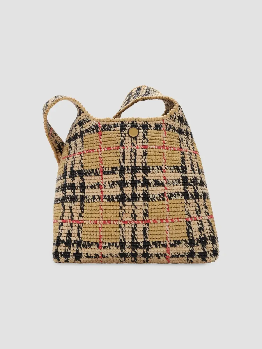 Burberry Women's Margate Small Checked Raffia & Leather Shoulder Bag | Thumbnail 4 Burberry Women's Margate Small Checked Raffia & Leather Shoulder Bag | Thumbnail 4