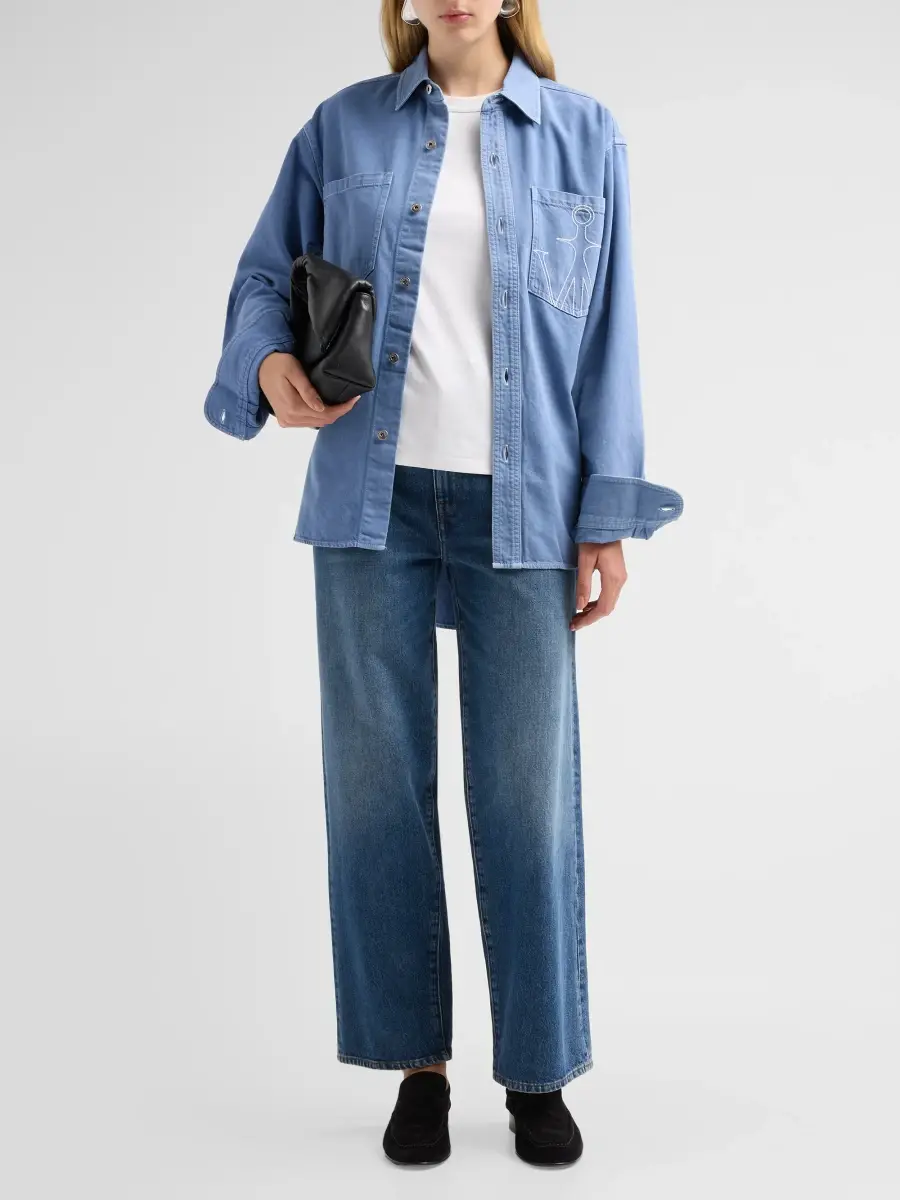 JW Anderson Women's Stitched Logo Denim Oversized Shirt | Thumbnail 2 JW Anderson Women's Stitched Logo Denim Oversized Shirt | Thumbnail 2