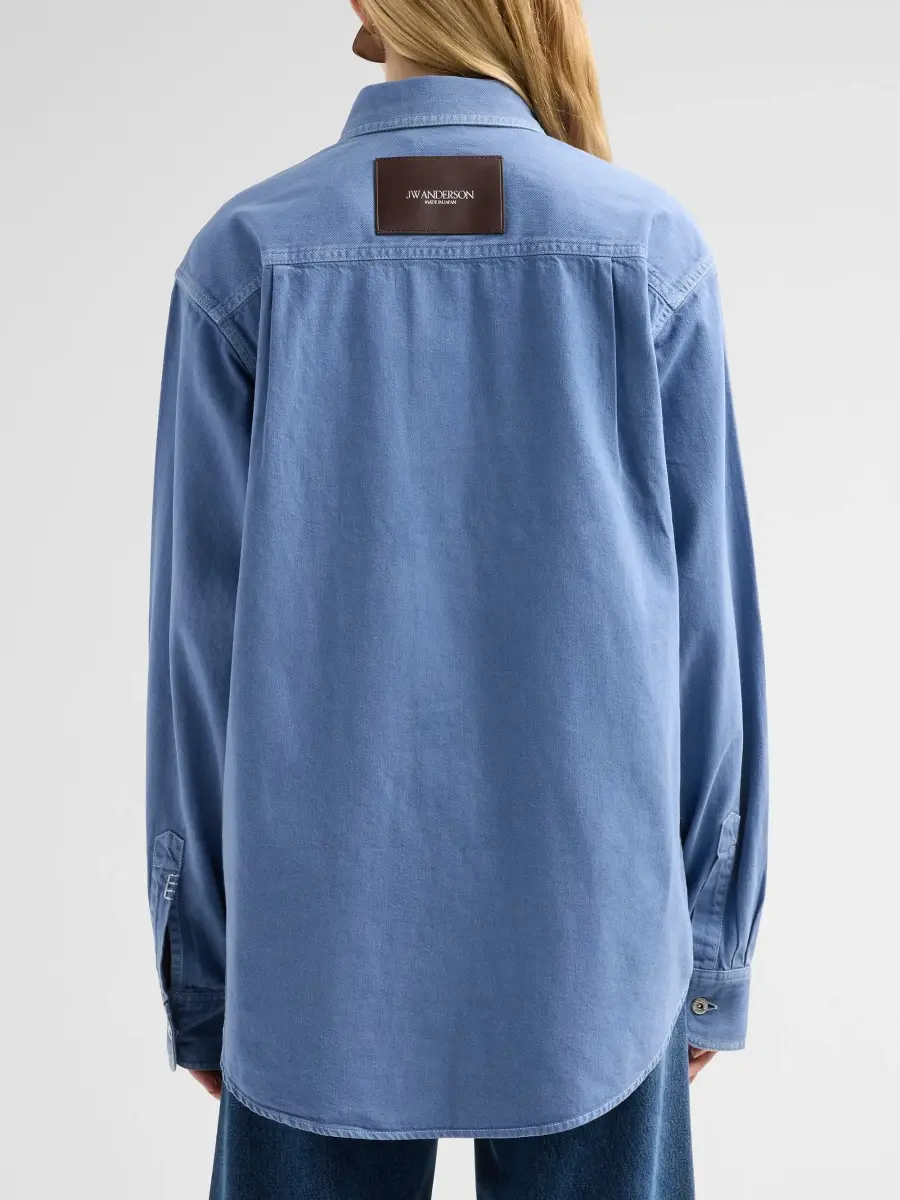 JW Anderson Women's Stitched Logo Denim Oversized Shirt | Thumbnail 3 JW Anderson Women's Stitched Logo Denim Oversized Shirt | Thumbnail 3