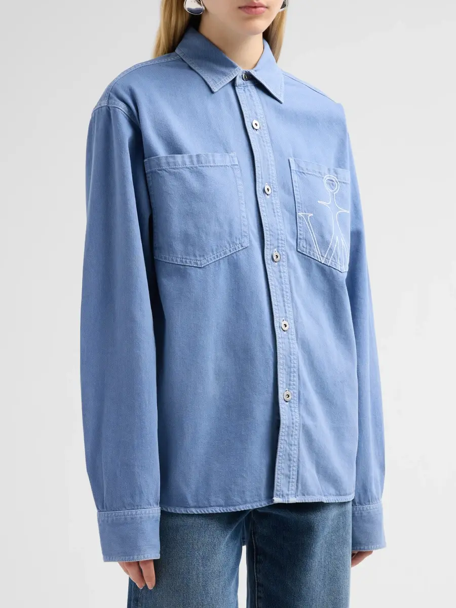 JW Anderson Women's Stitched Logo Denim Oversized Shirt | Thumbnail 4 JW Anderson Women's Stitched Logo Denim Oversized Shirt | Thumbnail 4