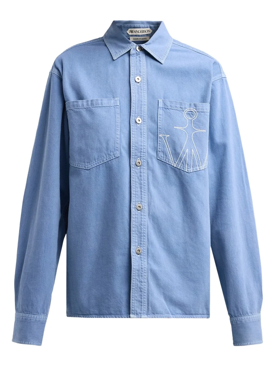 JW Anderson Women's Stitched Logo Denim Oversized Shirt