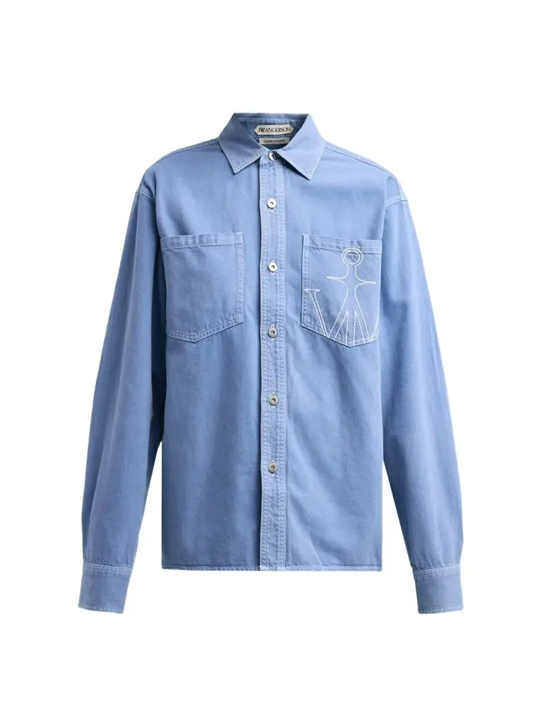 Women's Stitched Logo Denim Oversized Shirt Women's Stitched Logo Denim Oversized Shirt