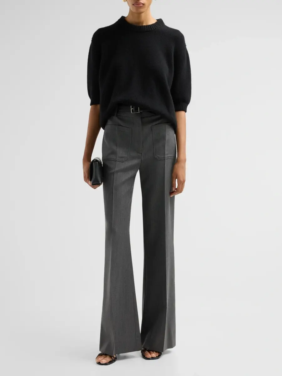 Victoria Beckham Women's Alina Crease Wool Trousers | Thumbnail 2 Victoria Beckham Women's Alina Crease Wool Trousers | Thumbnail 2