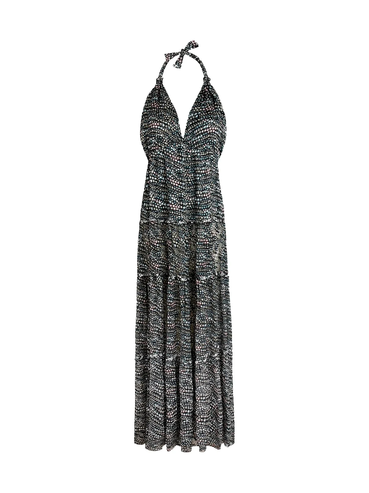 Women's Pearl Metallic Silk-Blend Halterneck Maxi Dress