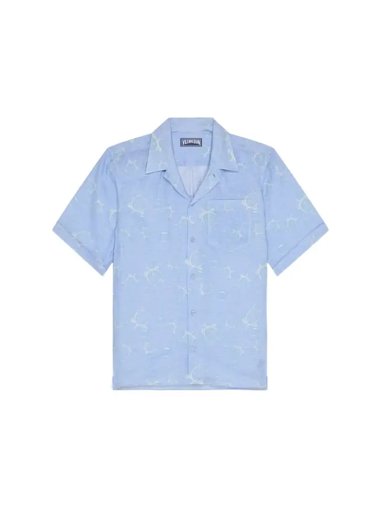 Vilebrequin Men's Bubble Turtle 3D Print Linen Short-Sleeve Shirt