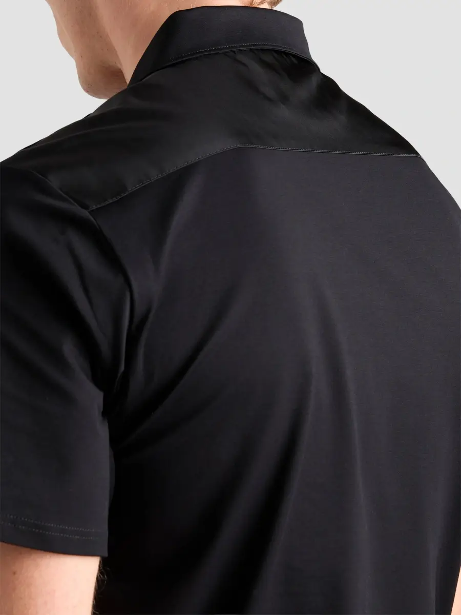 Prada Men's Stretch Cotton Polo Shirt with Re-Nylon Details - Black | Thumbnail 6 Prada Men's Stretch Cotton Polo Shirt with Re-Nylon Details - Black | Thumbnail 6