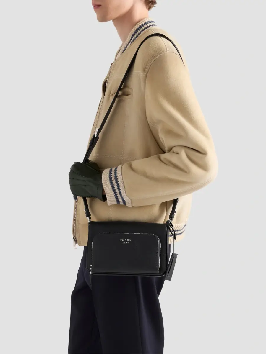 Prada Men's Saffiano Leather Shoulder Bag | Thumbnail 3
