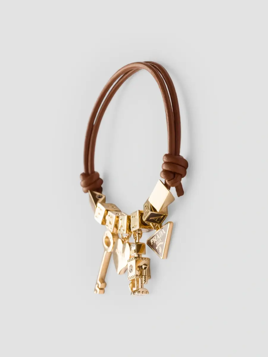 Prada Women's Nappa Leather and Metal Bracelet - Brown | Thumbnail 2