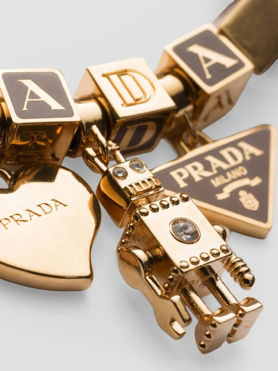 Prada Women's Nappa Leather and Metal Bracelet - Brown | Thumbnail 3