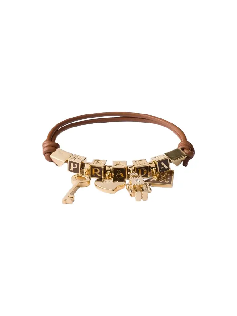 Women's Nappa Leather and Metal Bracelet - Brown
