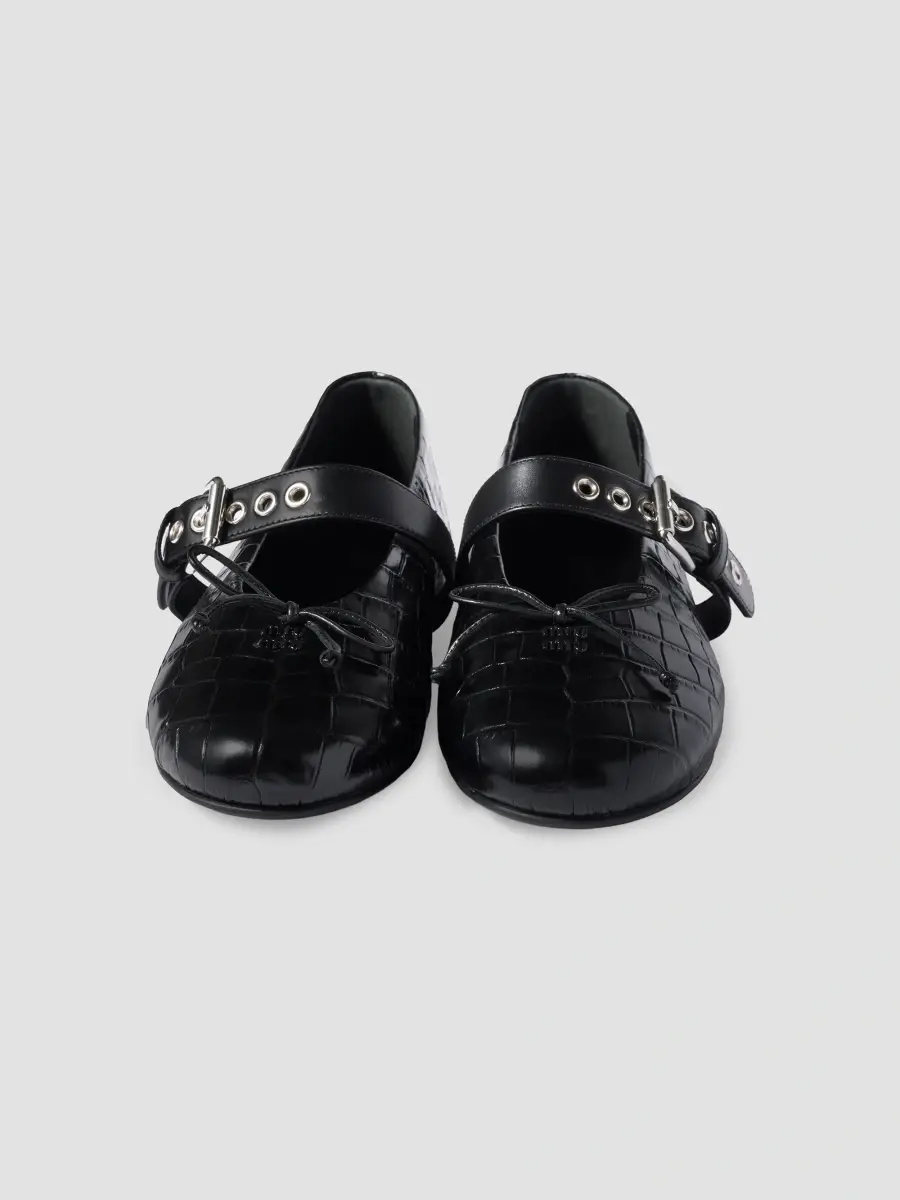 Miu Miu Women's Croco-Print Leather Ballerinas | Thumbnail 2 Miu Miu Women's Croco-Print Leather Ballerinas | Thumbnail 2