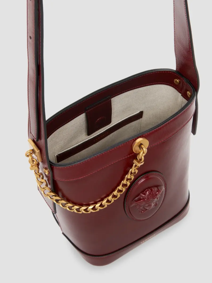 Versace Women's Pivot Mini Leather Bucket Bag | Thumbnail 3 Versace Women's Pivot Mini Leather Bucket Bag | Thumbnail 3