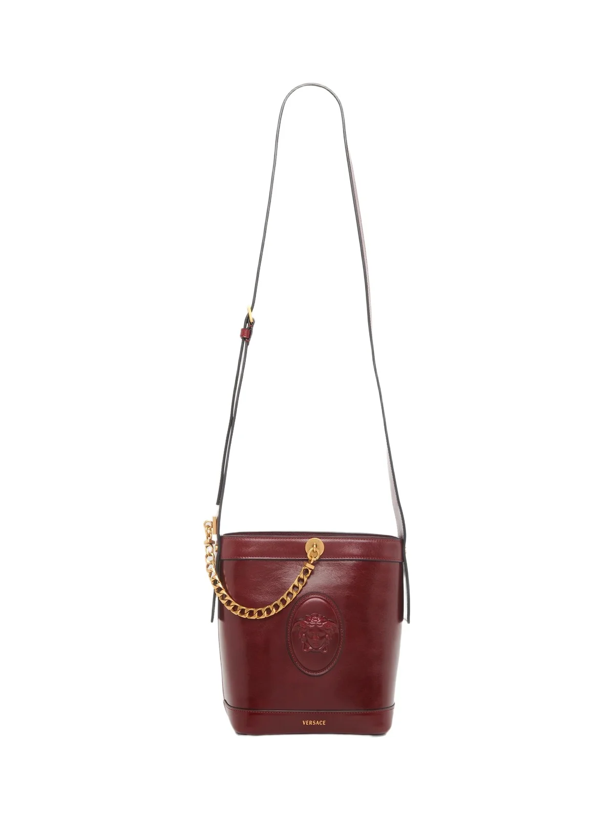Versace Women's Pivot Mini Leather Bucket Bag