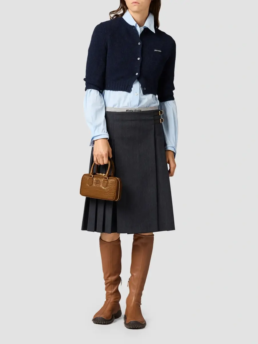 Miu Miu Women's Wool and Cashmere Cardigan - Blue | Thumbnail 2 Miu Miu Women's Wool and Cashmere Cardigan - Blue | Thumbnail 2