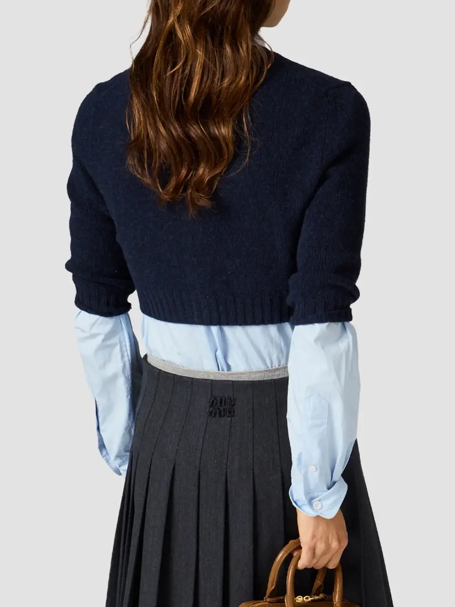 Miu Miu Women's Wool and Cashmere Cardigan - Blue | Thumbnail 5 Miu Miu Women's Wool and Cashmere Cardigan - Blue | Thumbnail 5