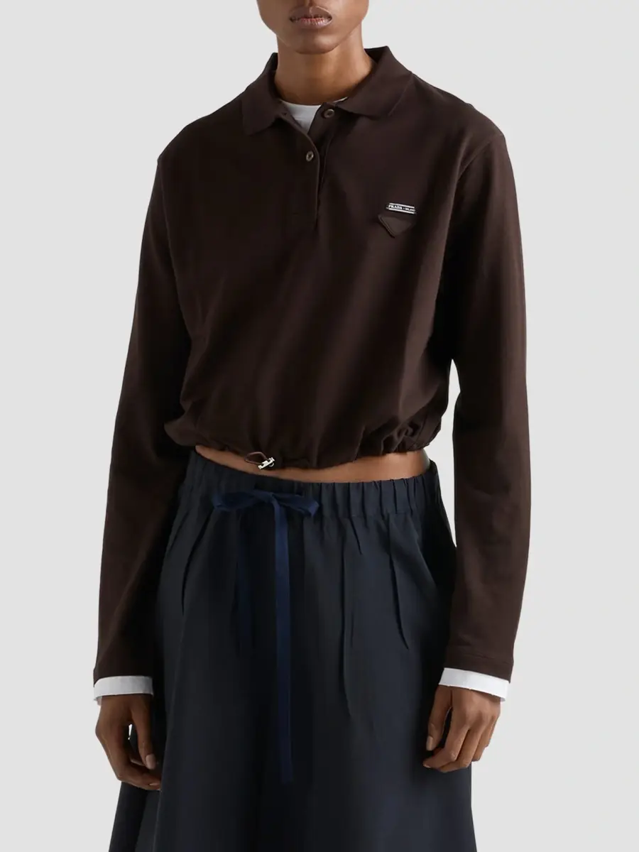 Prada Women's Piqué and Jersey Polo Shirt | Thumbnail 3