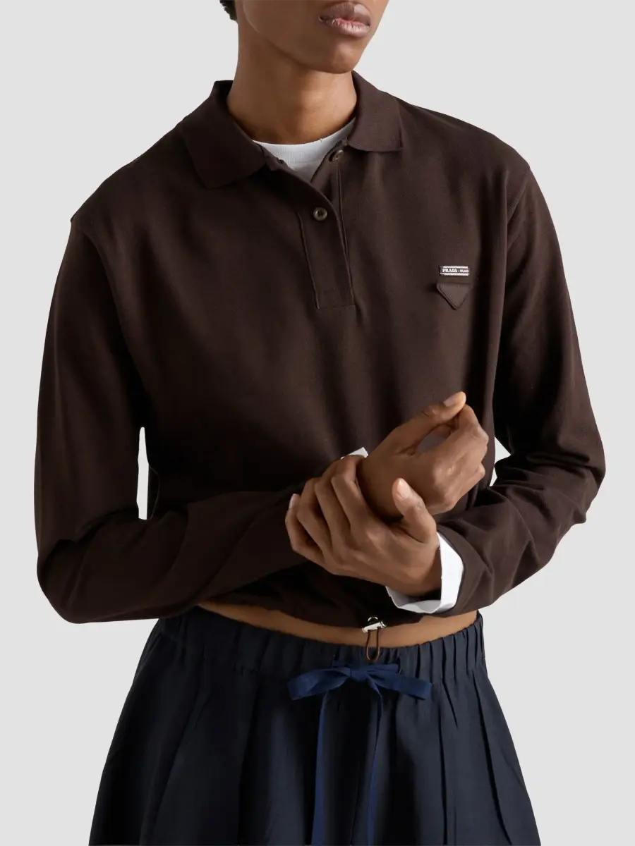 Prada Women's Piqué and Jersey Polo Shirt | Thumbnail 5