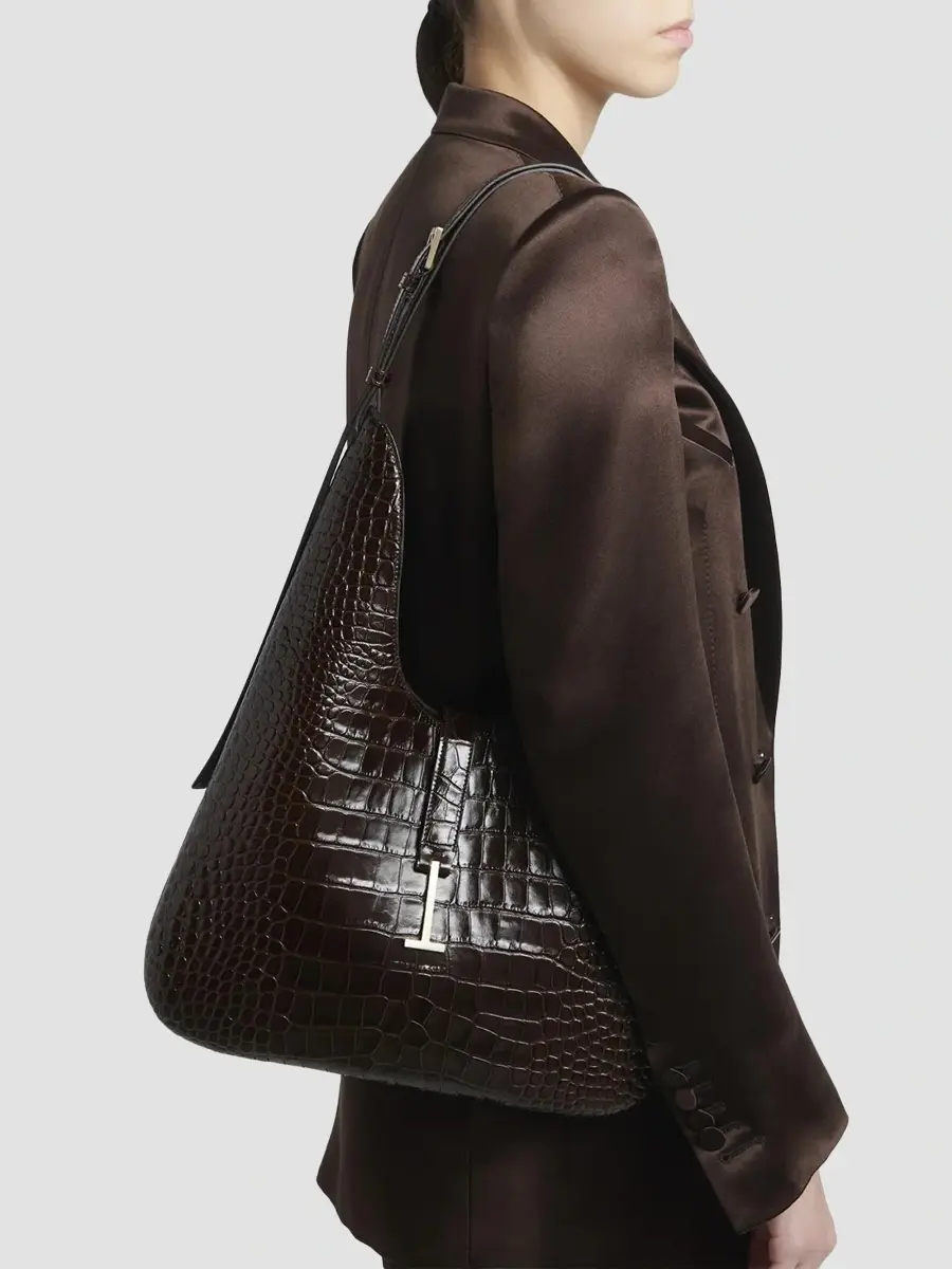 Tom Ford Women's Arc Croc-Embossed Mini Hobo Bag | Thumbnail 2 Tom Ford Women's Arc Croc-Embossed Mini Hobo Bag | Thumbnail 2