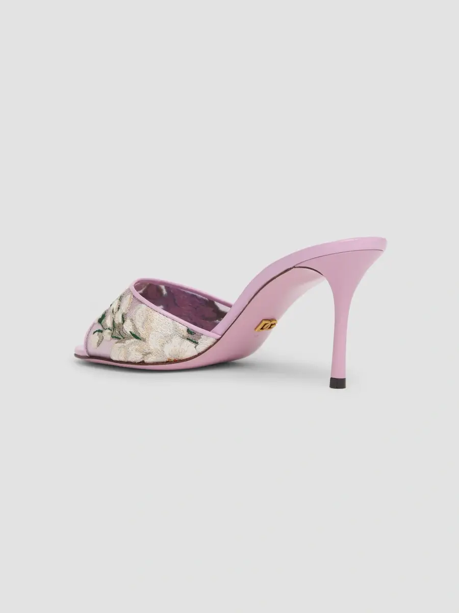 Dolce & Gabbana Women's 75MM Embroidered Textile & Leather Sandals - Violet Lilac | Thumbnail 4 Dolce & Gabbana Women's 75MM Embroidered Textile & Leather Sandals - Violet Lilac | Thumbnail 4