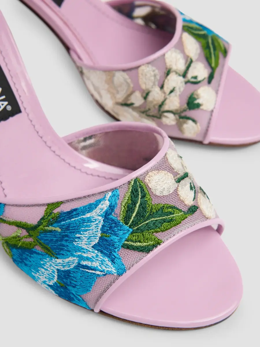 Dolce & Gabbana Women's 75MM Embroidered Textile & Leather Sandals - Violet Lilac | Thumbnail 5 Dolce & Gabbana Women's 75MM Embroidered Textile & Leather Sandals - Violet Lilac | Thumbnail 5
